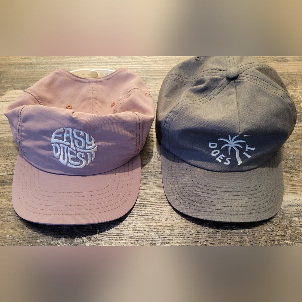 Two KATIN Hats! Easy Does It. Pink. Gray/Green. One Size. see description.
